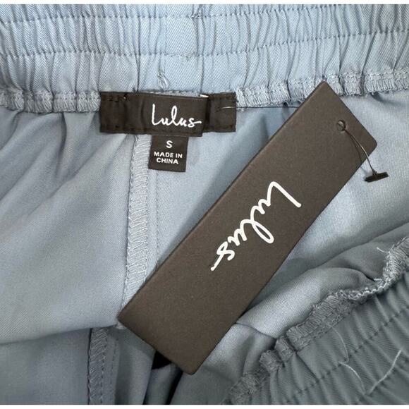 Lulus NWT Dusty Blue Tie Hem Jogger Pants - Picture 8 of 8